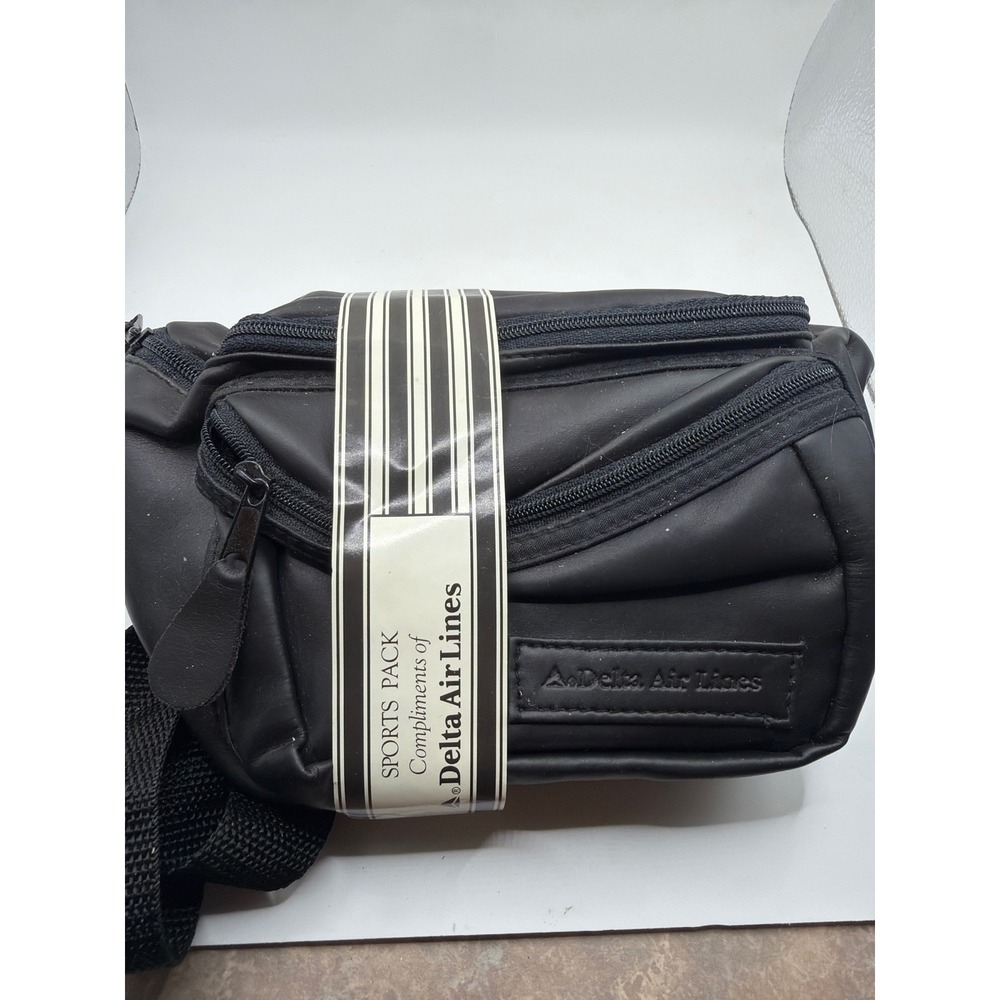 Vintage 1997 Delta Air Lines Sports Pack Fanny Pack Amenity Kit Travel Bag Black